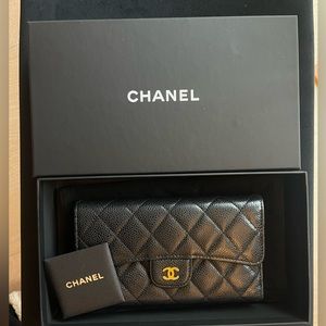 Authentic Chanel Caviar Leather Wallet